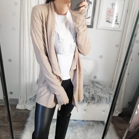 Casual Fall Cardigan Neutral Thumbhole Cardigan Women’s Long Cardi - Picture 4 of 10